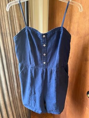 Copper Key Navy Blue Button-Front Romper